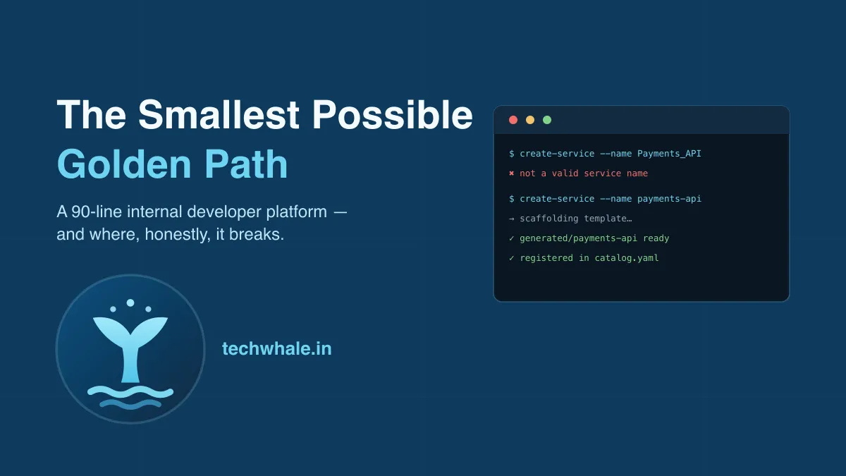 The smallest possible internal developer platform — a golden-path CLI scaffolding a service, shown in a terminal